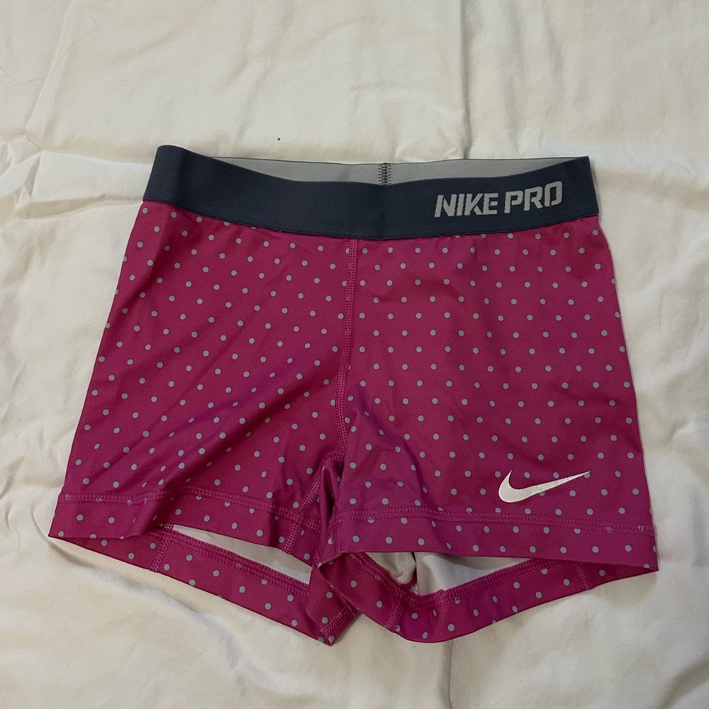 Pink polka dot Nike pros size xs